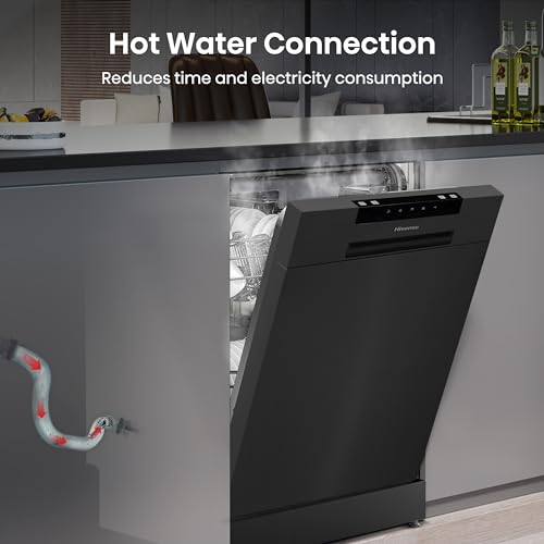 Thumbnail 7 de Hisense HS523E15BUK Slimline 10-Place Free Standing Dishwasher in Black with 30 Minutes Quick Wash