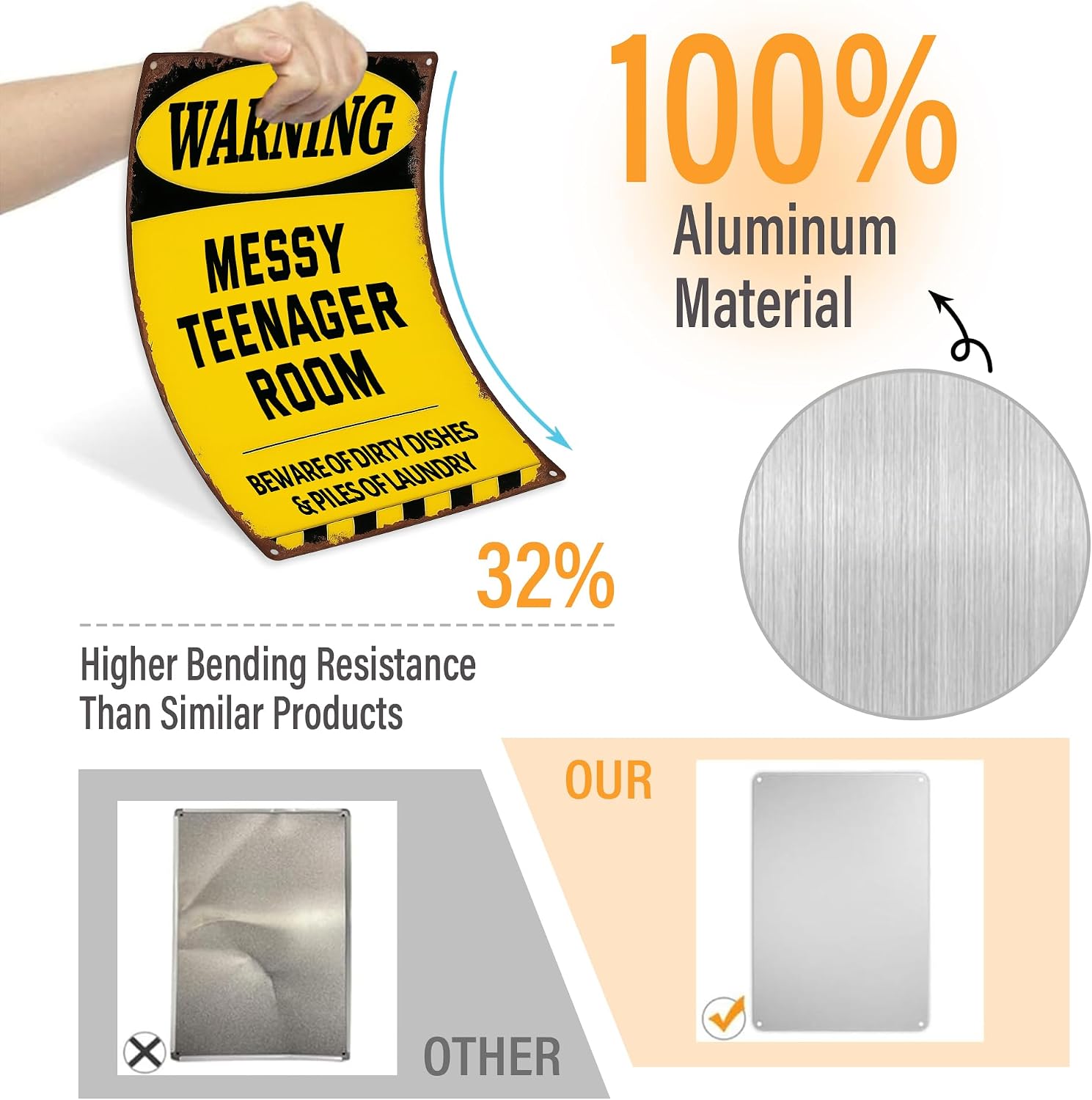 Thumbnail 3 de Funny Aluminum Metal Sign – ‘Messy Teenager Room’ (8x12 inches)