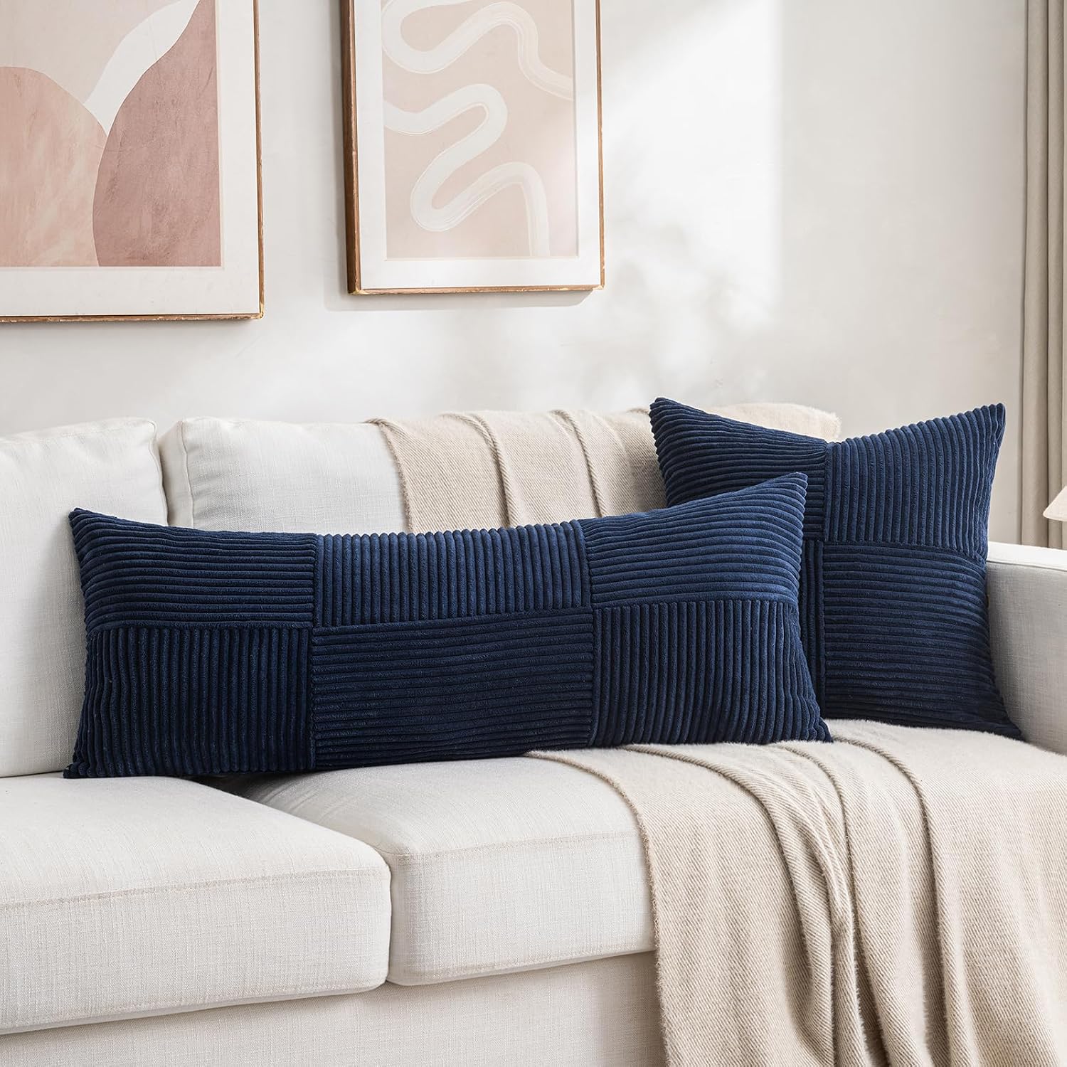 Thumbnail 5 de Fancy Homi 2-Pack Navy Blue Throw Pillow Covers 18x18 in ๐