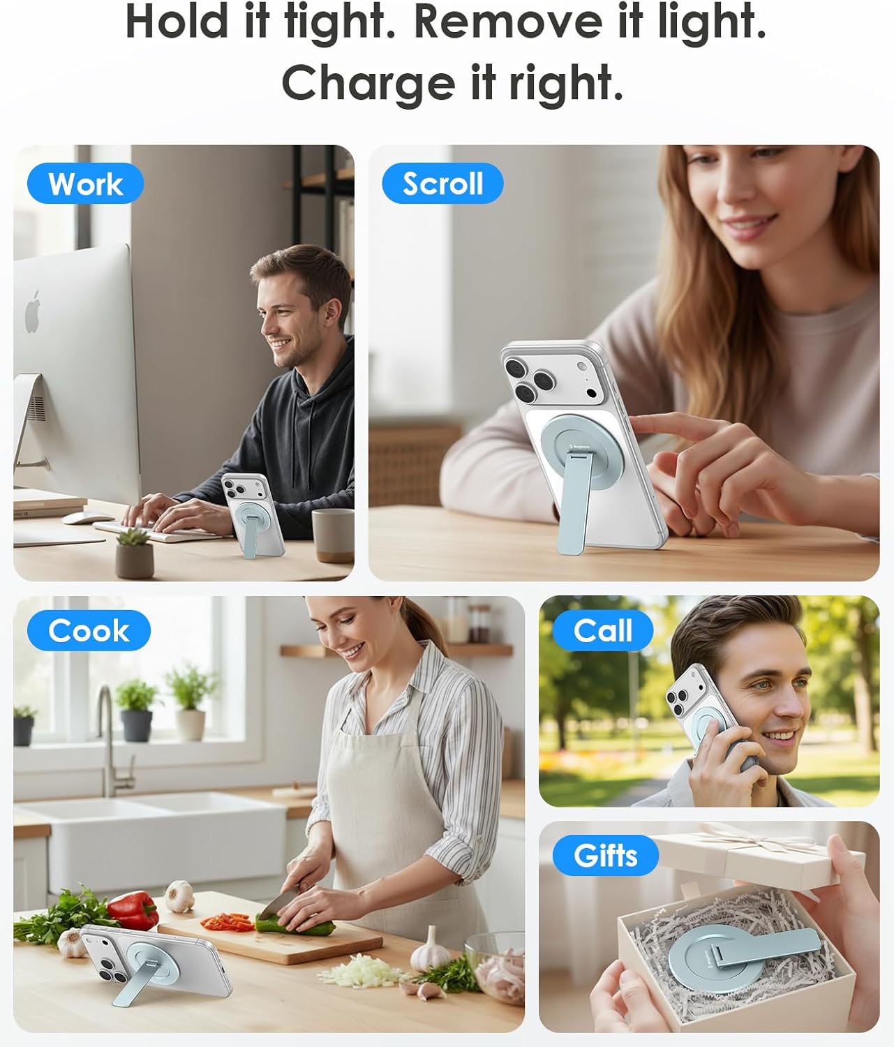 Thumbnail 2 de Magtame supporto magnetico per cellulare Mag-Safe ultra sottile blu, pieghevole a scatto fino a 180°