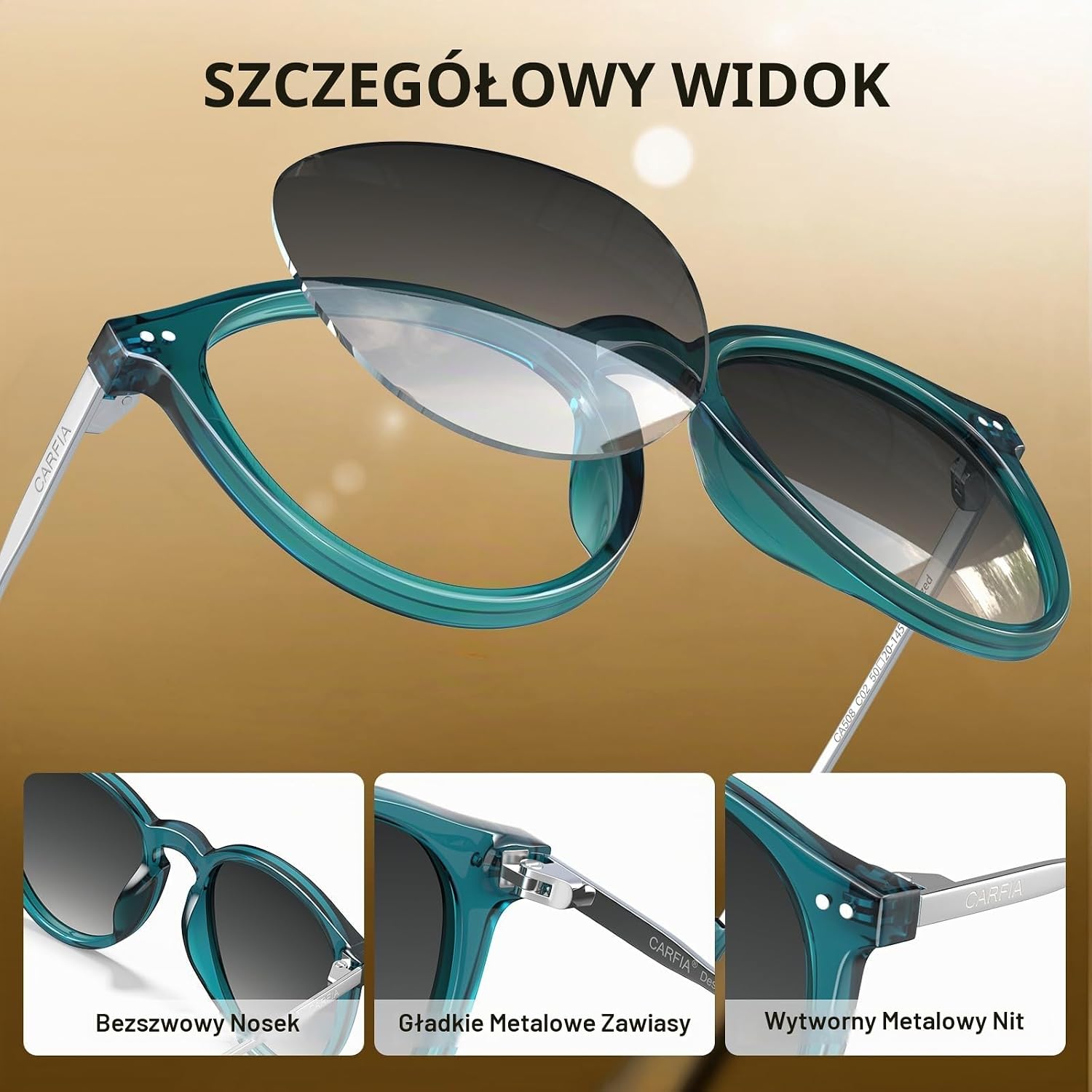 Thumbnail 3 de CARFIA okrągłe okulary przeciwsłoneczne z polaryzacją UV400 w stylu retro