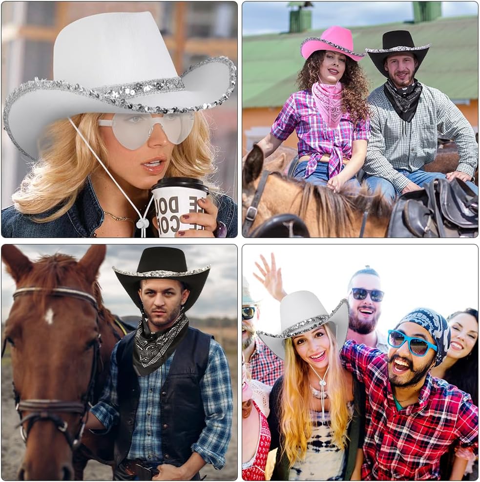 Thumbnail 6 de AOMIG cowboyhatt för vuxna med solglasögon och bandana