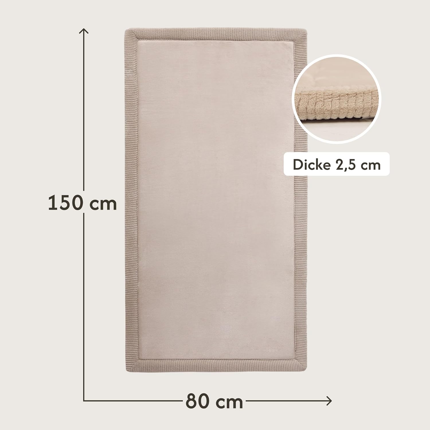 Thumbnail 1 de Wolkenweiche Spielmatte Baby 150x80x2,5 cm beige – Memory-Schaum Tatami für Krabbeldecke im Kinderzimmer