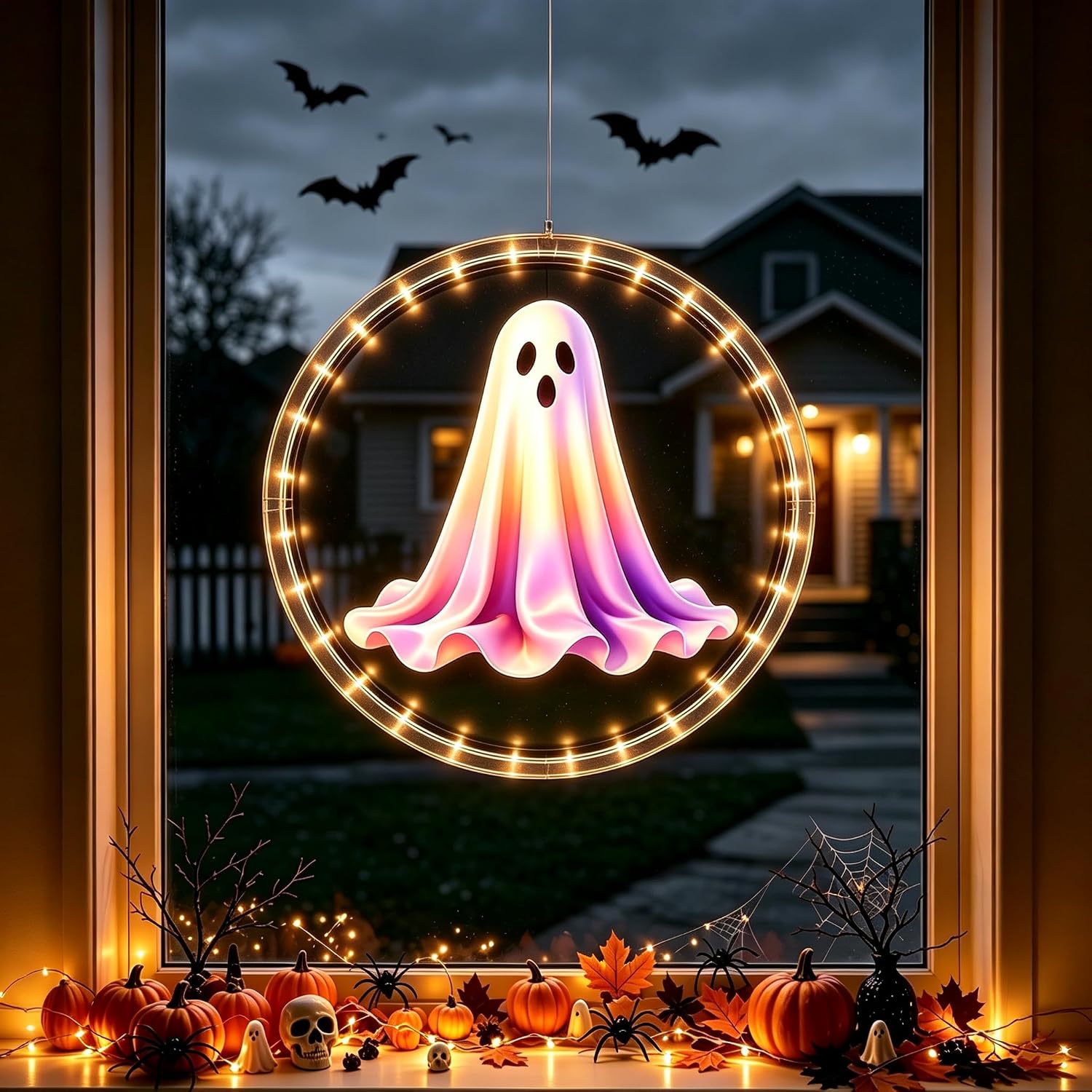 Detalle de YTKIH 26HD Rechargeable Halloween Window Lights, 3-Pack with Timer