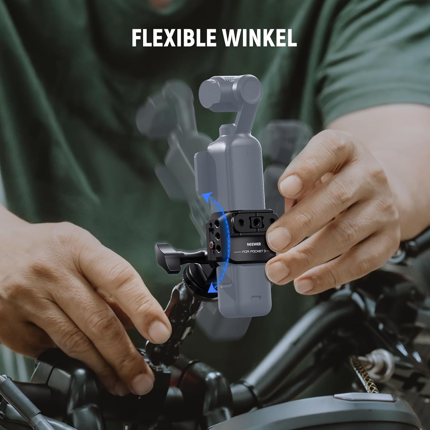 Detalle 2 de NEEWER Pocket 3 Käfig Gimbal Videoaufzeichnung – Aluminium-Adapter für DJI Osmo Pocket 3 (Creator Combo AC009 kompatibel)