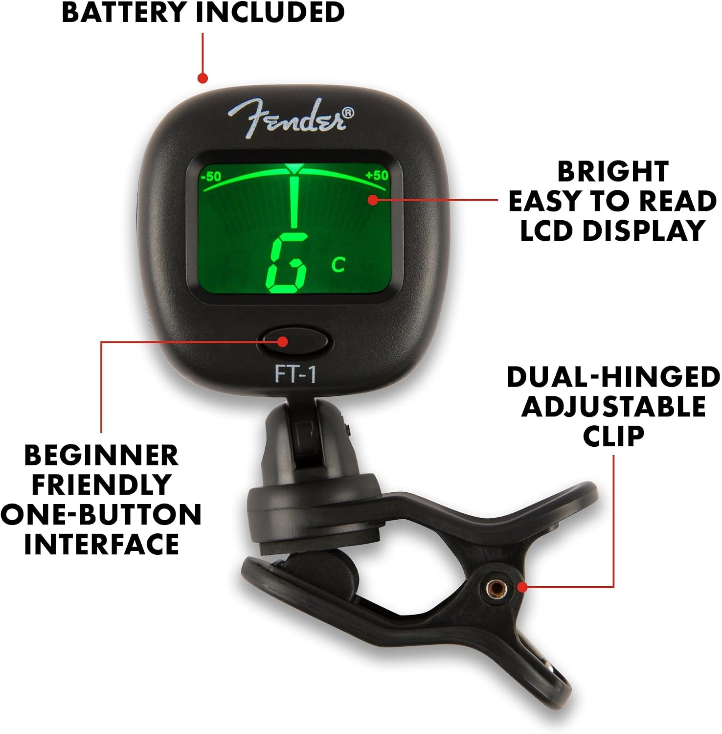 Thumbnail 1 de Fender FT-1 Pro Gen 2 Clip-On Chromatic Tuner for Guitar, Bass & More