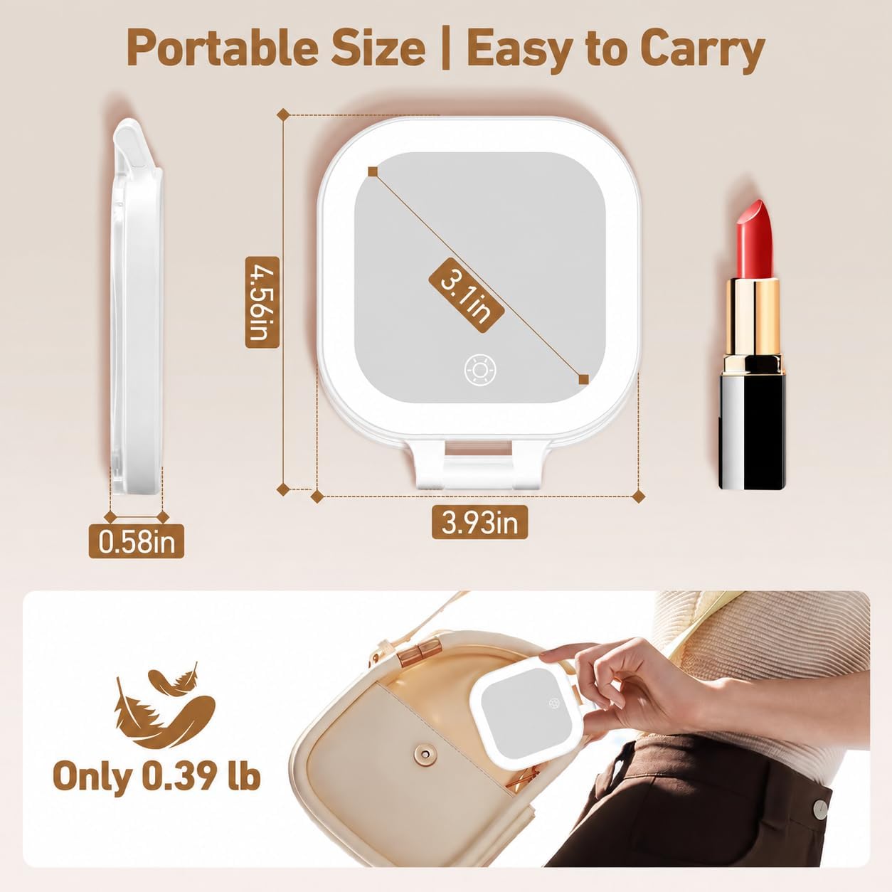 Detalle de GOMIPURU Travel Mirror with Light, 1x/30x Magnification, Three Light Colours