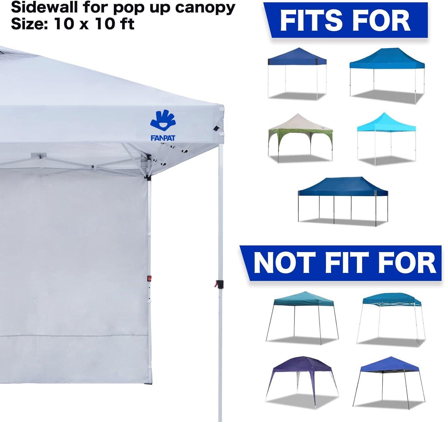 Detalle de FANPAT 3 Packs 10x10 Canopy Sidewalls, Waterproof White 3-Piece Set