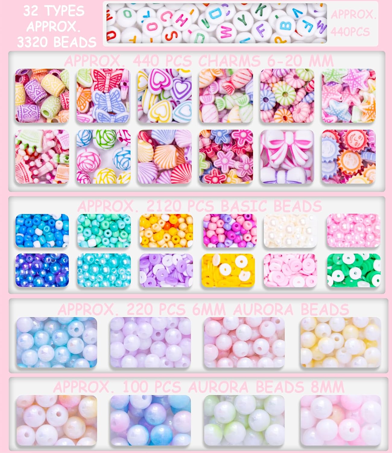 Thumbnail 6 de MiuCo Kids’ Jewellery-Making Kit, 2 Kits with 4,600+ Beads and Charms