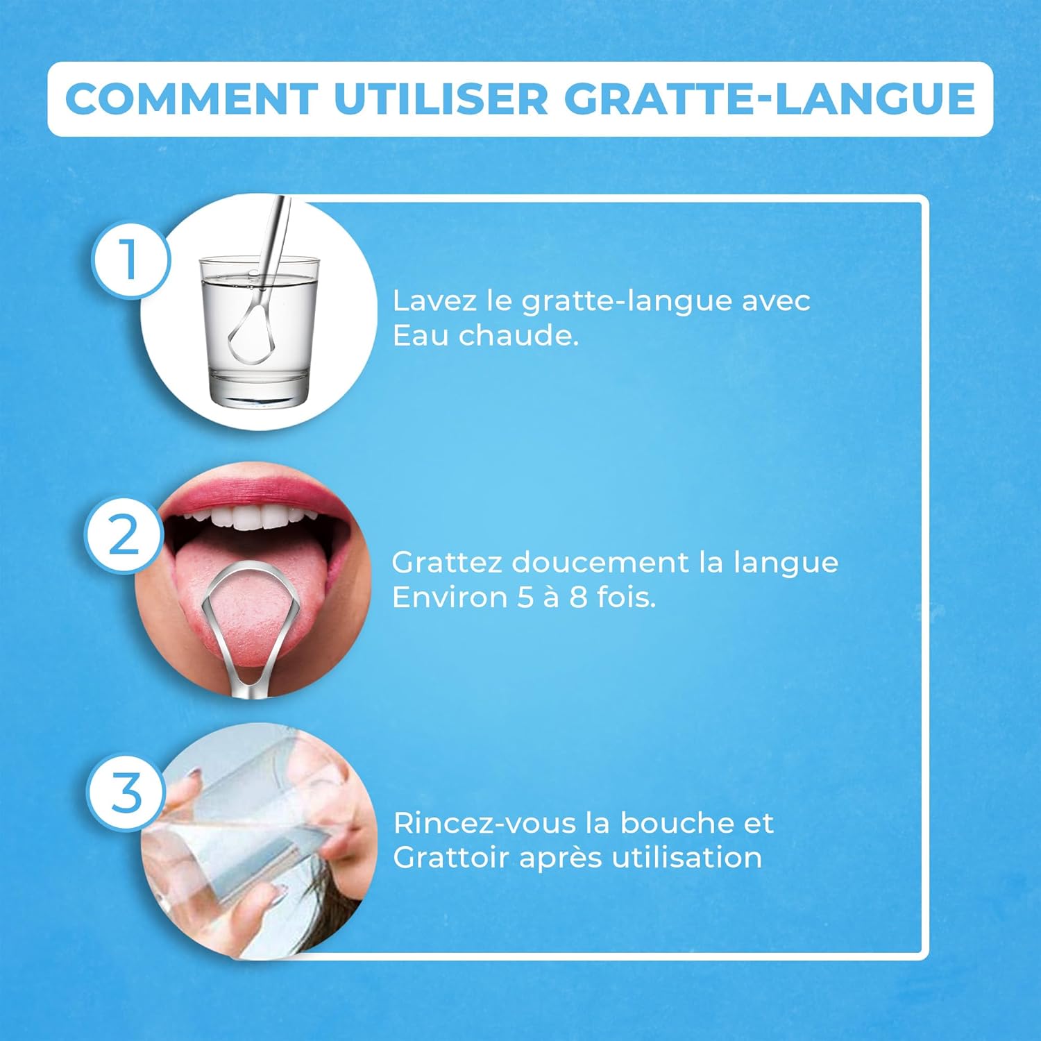 Thumbnail 6 de HOKIN gratte-langue en acier inoxydable pour adultes (2 pièces) : nettoyeur d’hygiène buccale