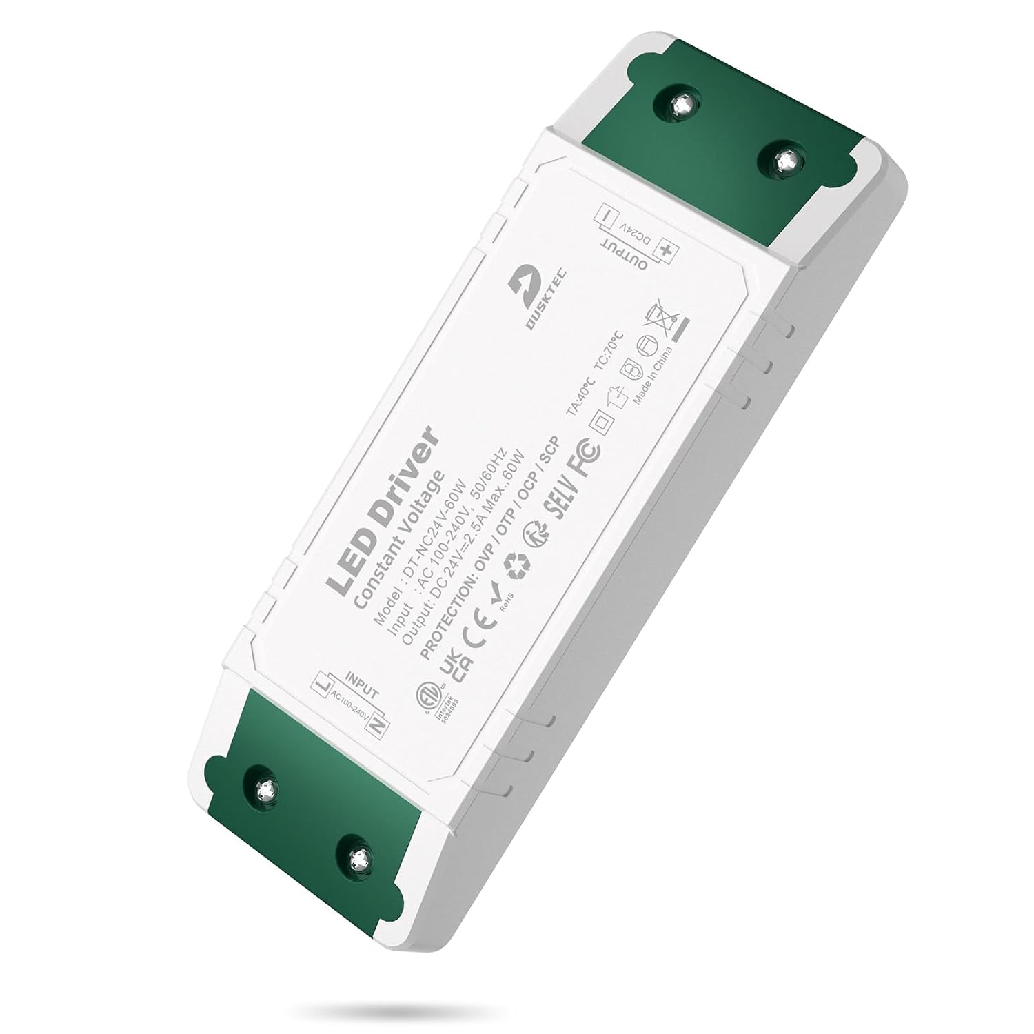 Detalle de DUSKTEC LED-Netzteil 24V 2,5A (60 Watt) für LED-Streifen – IP44 Konstantspannung