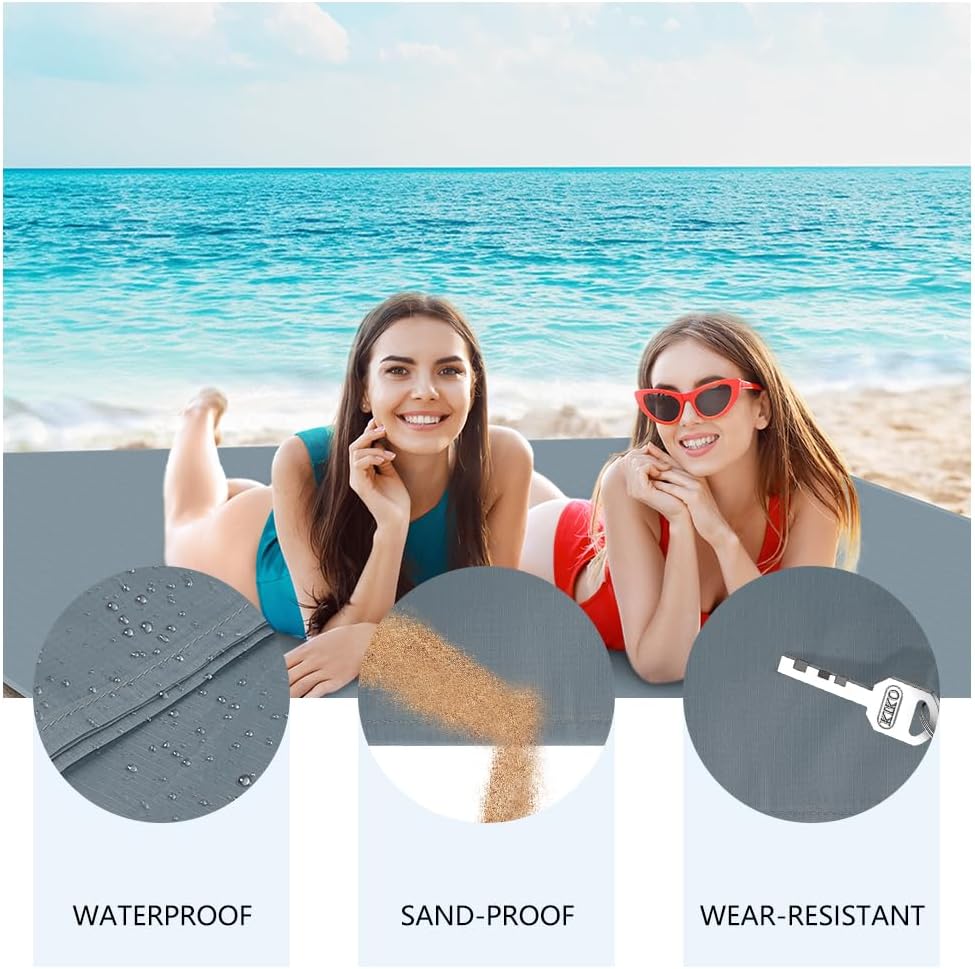 Thumbnail 1 de AYBUY Coperta da Spiaggia e Picnic Portatile 200 × 140 cm Grigio