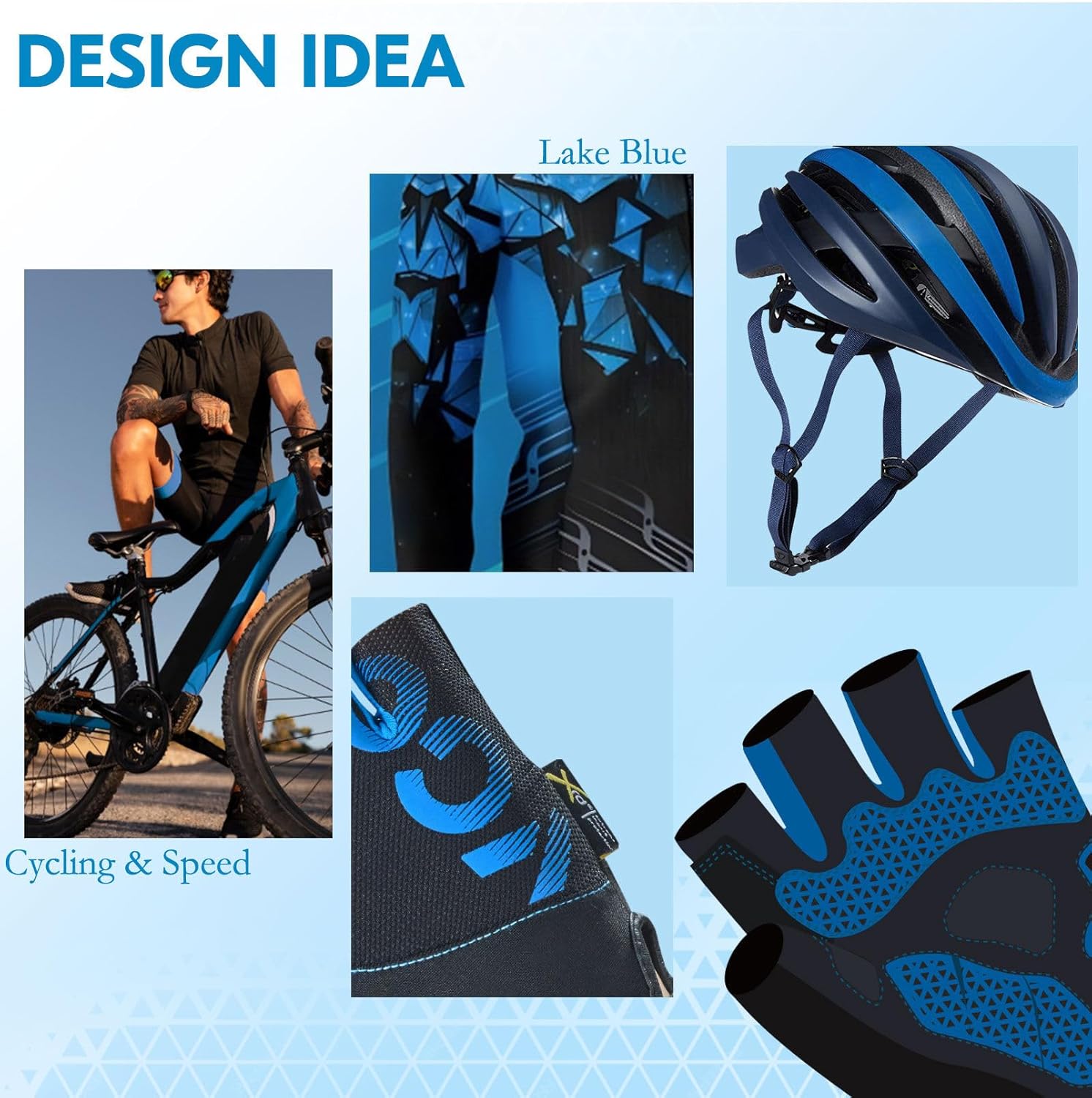 Thumbnail 2 de Vgo... Guanti da ciclismo a mezza dita MF2514 (M uomo, blu) regolabili e antiscivolo