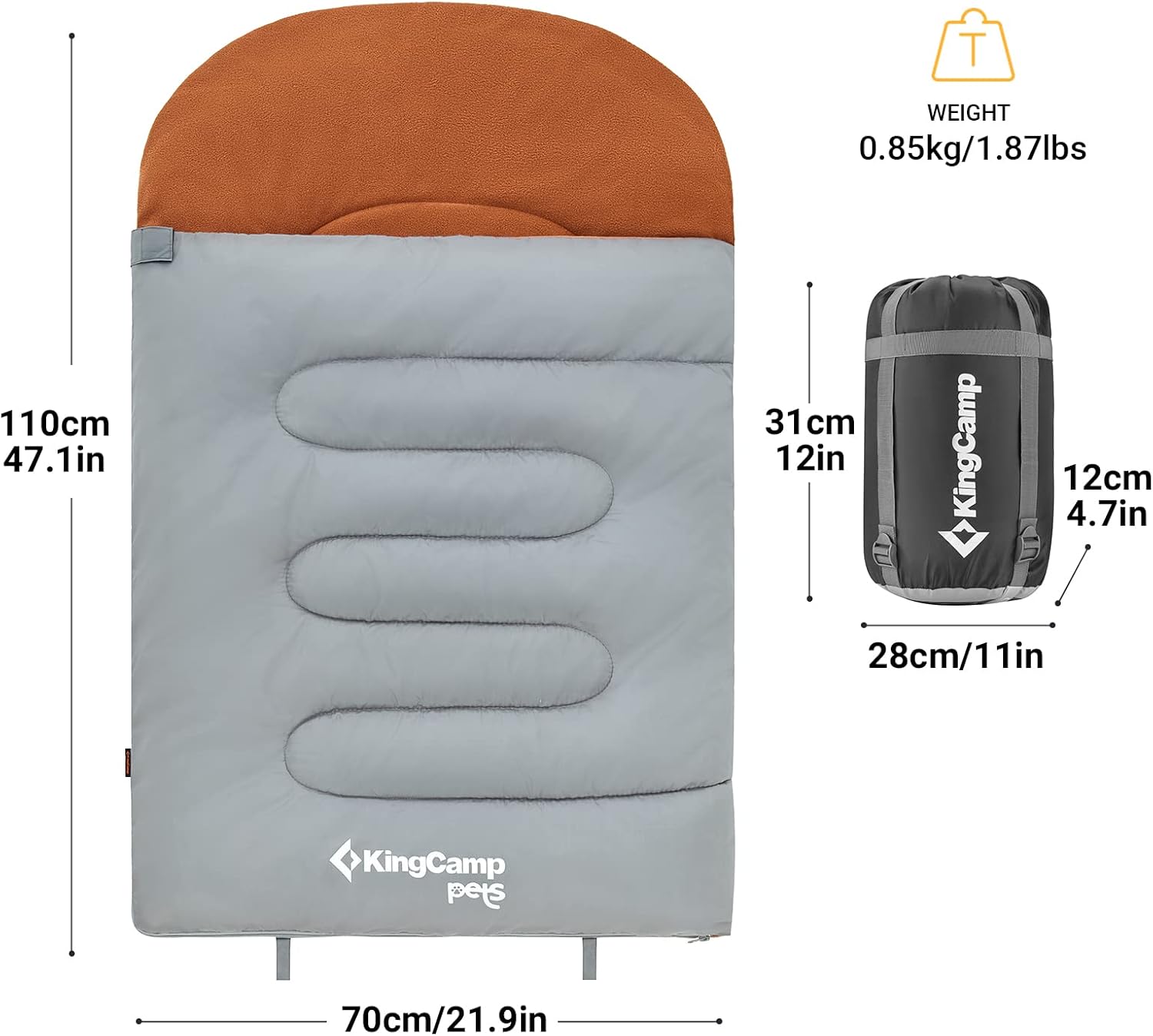 Thumbnail 1 de KingCamp sac de couchage imperméable pour chien 110 x 70 cm, couverture chauffante lavable