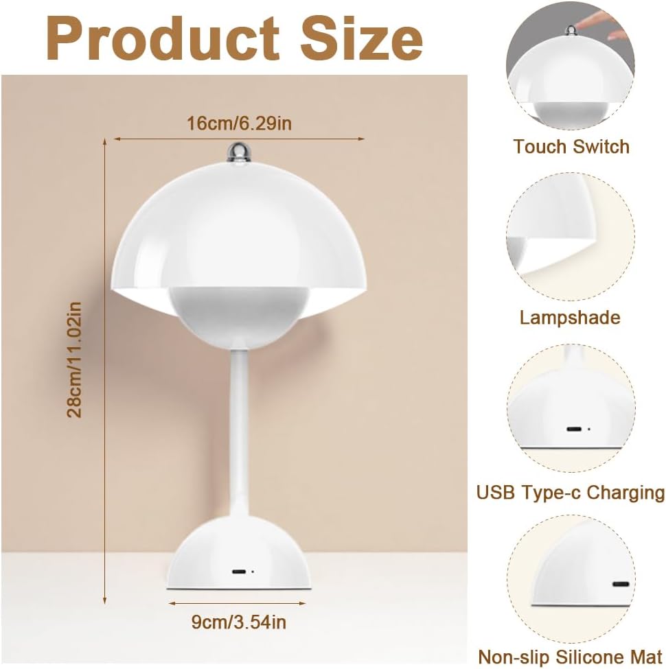 Thumbnail 5 de LOMUG LED Flowerpot Tischlampe für Flowerpot-Optik – Pilzleuchte mit Touch-Dimmung und 3 Farbmodi