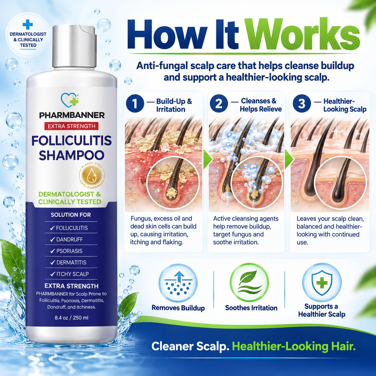Detalle de PHARMBANNER Anti-Fungal Shampoo for Folliculitis, 8.4 fl oz