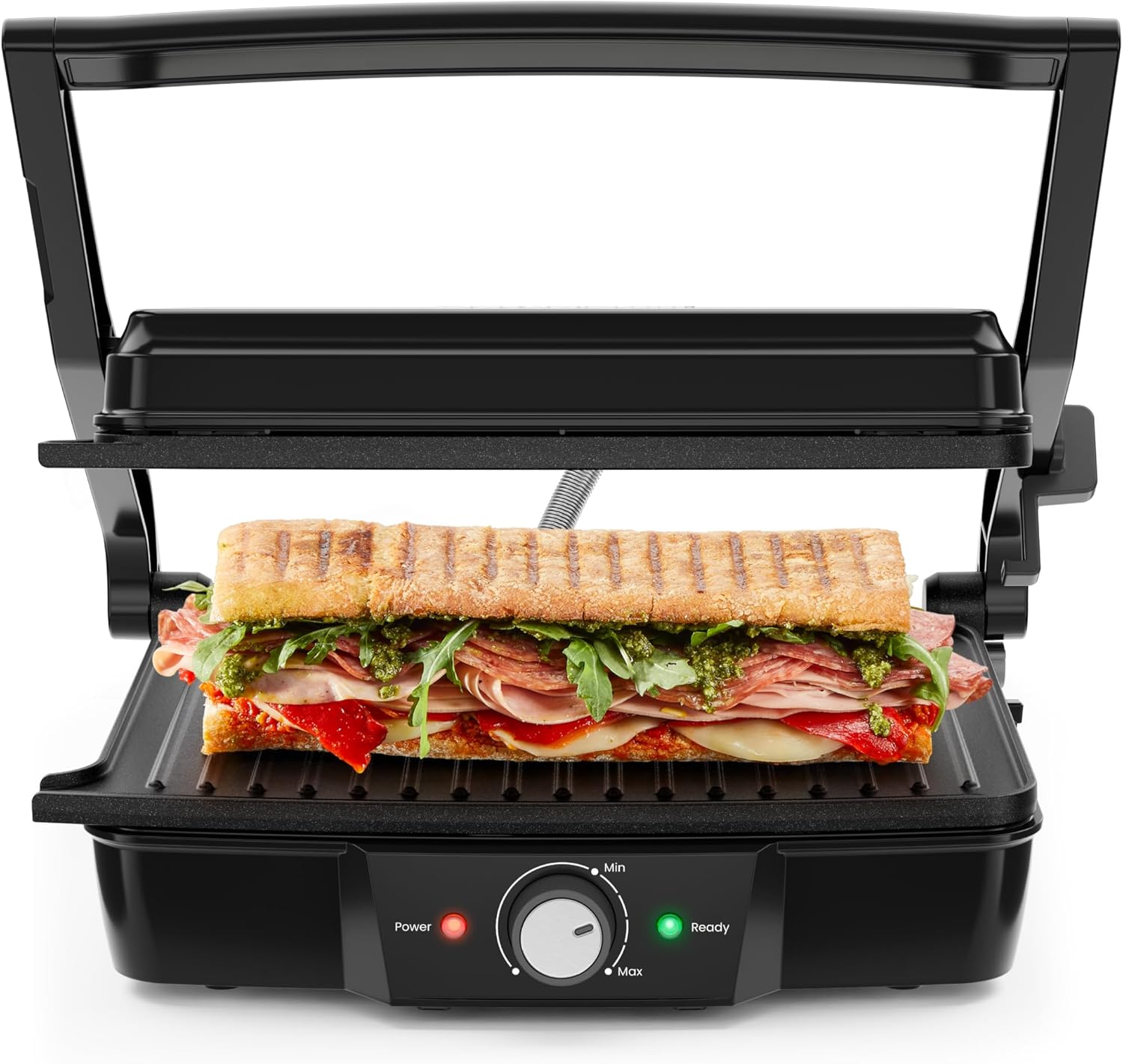Chefman 4 Slice Panini Press 180° open