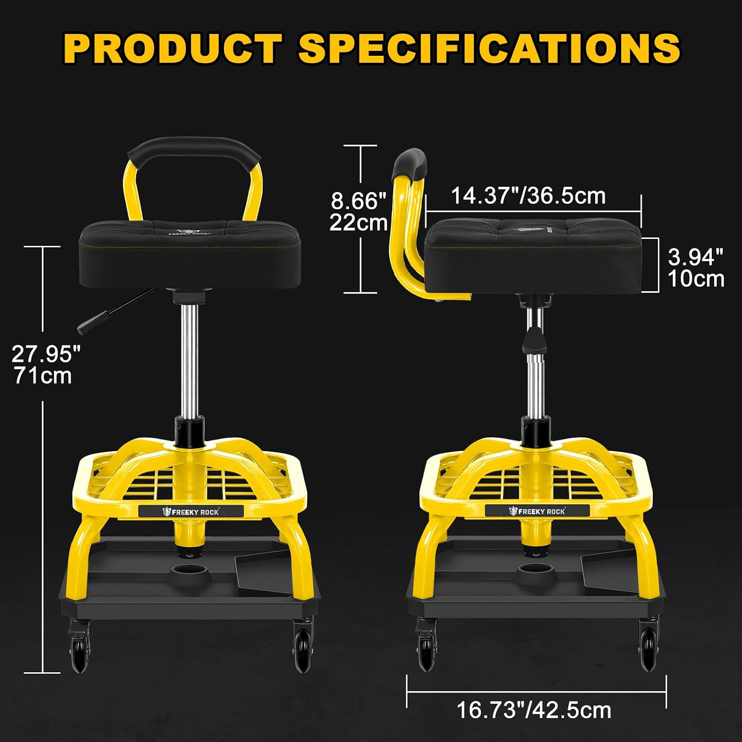 Detalle 2 de FREEKYROCK Rolling Shop Stool 330 LBS