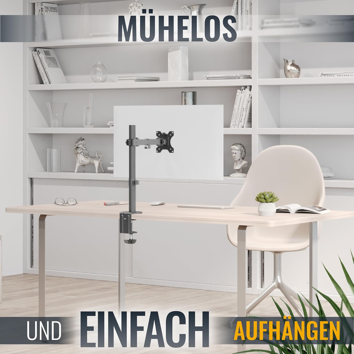 Detalle de RICOO TS2611 – Support Écran PC/TV universel, pince de bureau VESA 75x75/100x100