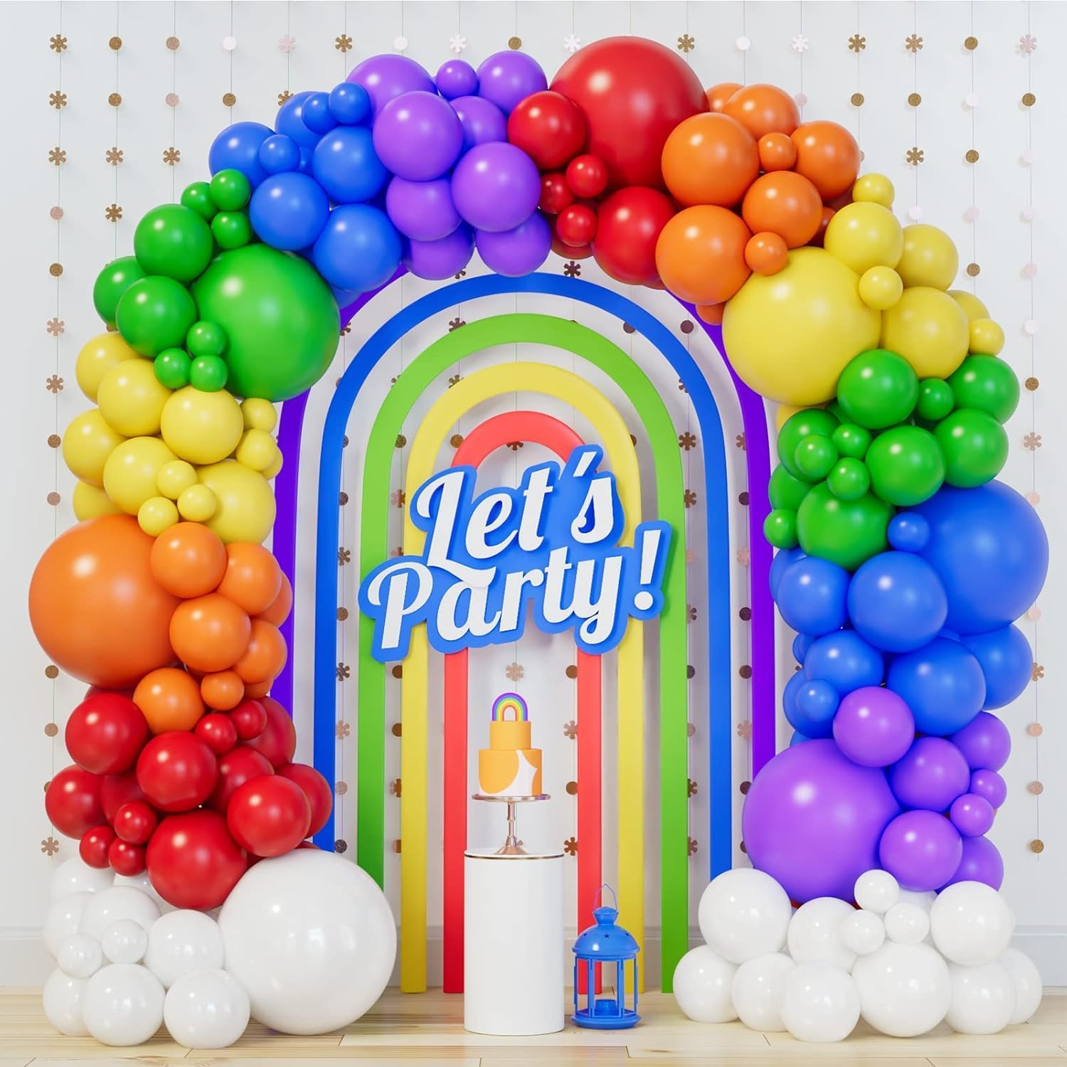 Detalle de Rainbow Balloons 140pcs Assorted Sizes Colour Latex Balloons – Multicolour Party Kit