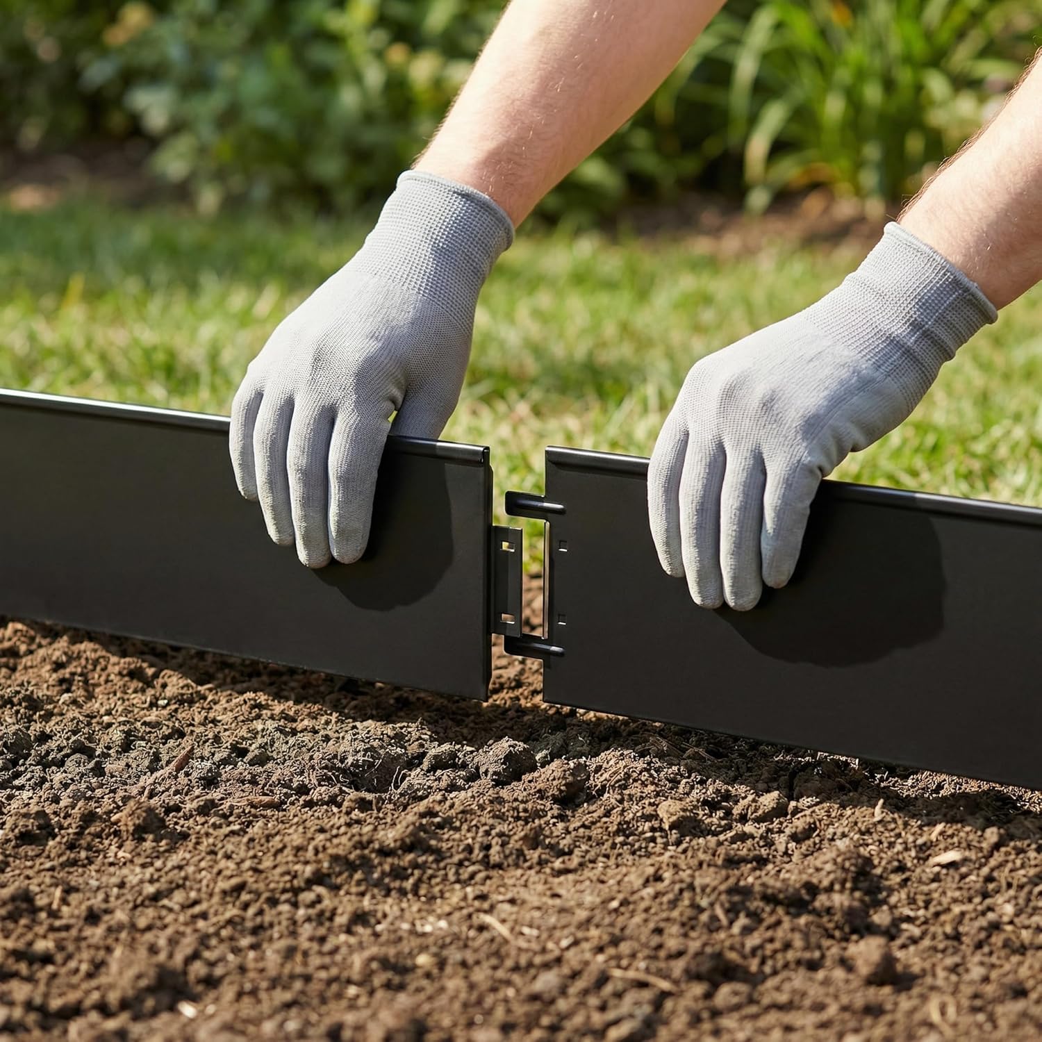 Thumbnail 6 de Aufun Rasenkante Metall 30 m × 18 cm verzinkt – Beeteinfassung und Mähkante, 30 Stücke