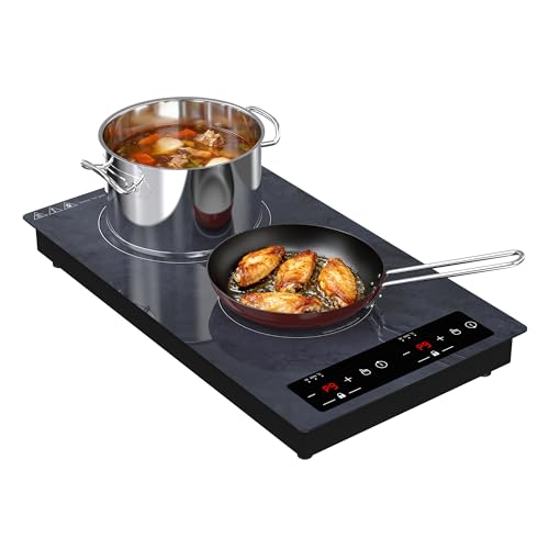 GTKZW Plaque Induction 2 Feux 3000W – Modèle portable encastrable ou libre avec 9 niveaux et minuterie
