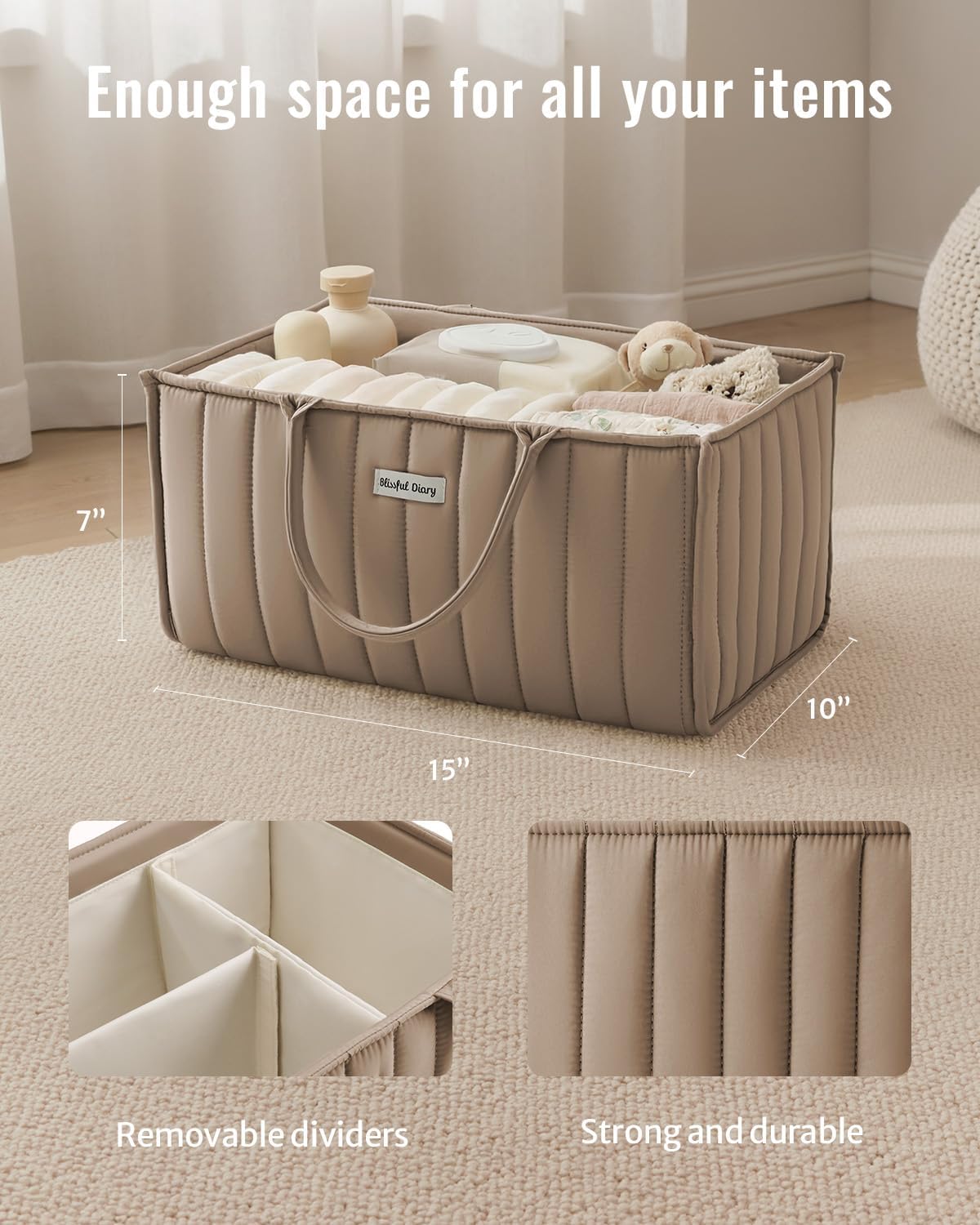 Thumbnail 2 de Blissful Diary Baby Diaper Caddy Organizer in Mocha Brown