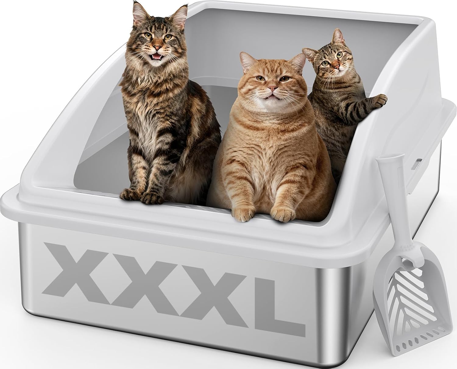 Detalle de AIPERRO PTSP013-LG-70x50x15CM New Stainless Steel Litter Box, XXX-Large