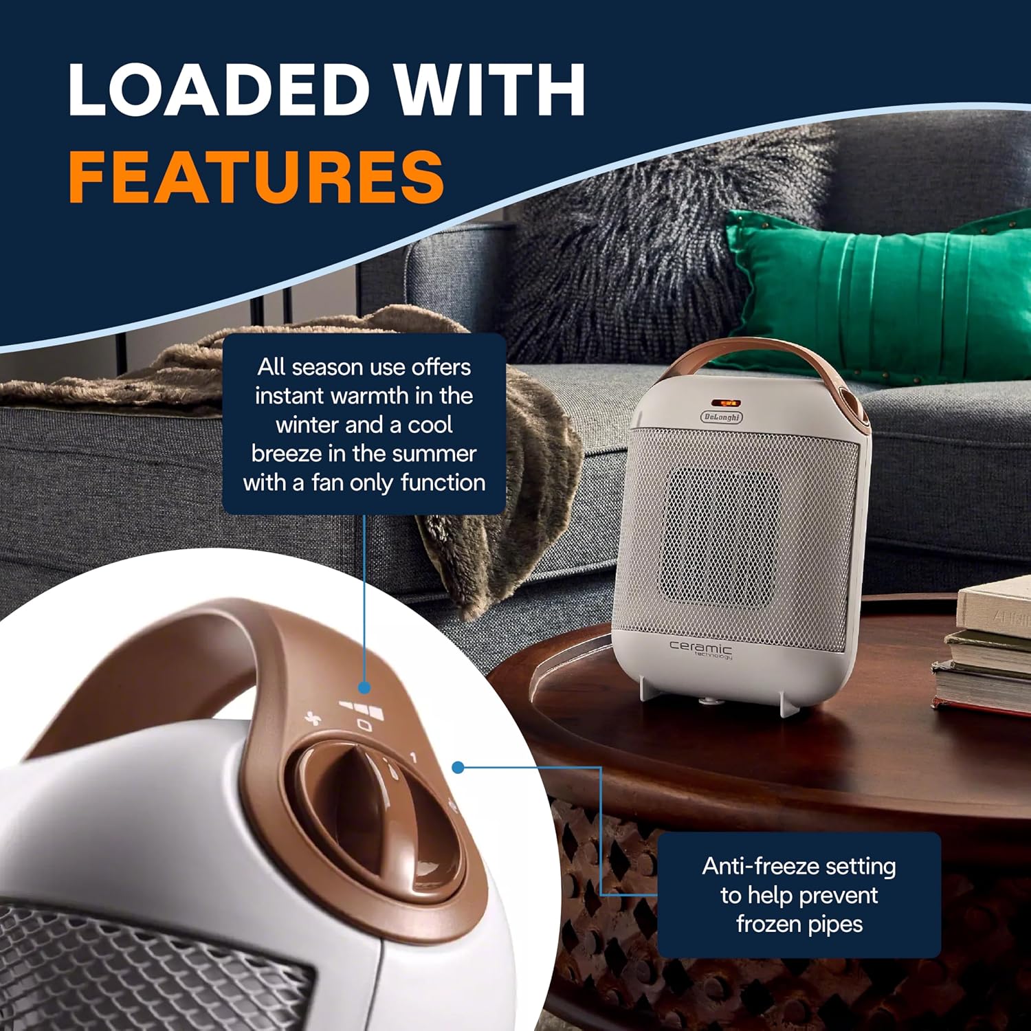 Thumbnail 1 de De'Longhi Ceramic Fan Heater HFX30C15WCA