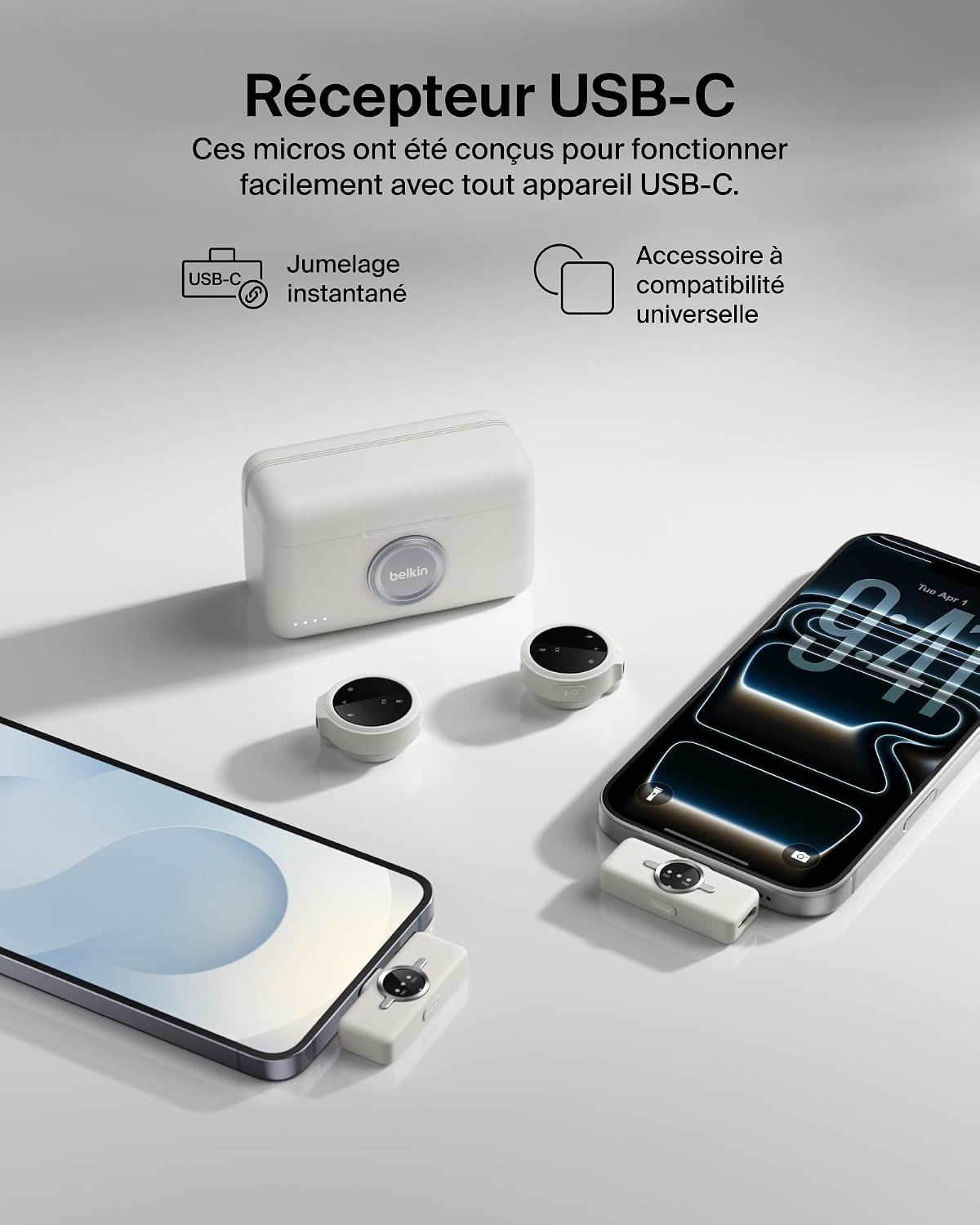 Thumbnail 6 de Belkin Stage Micro sans Fil avec Clip d'attache – Micro-cravate sans fil double, 24 bit/48 kHz, 36 h d’autonomie