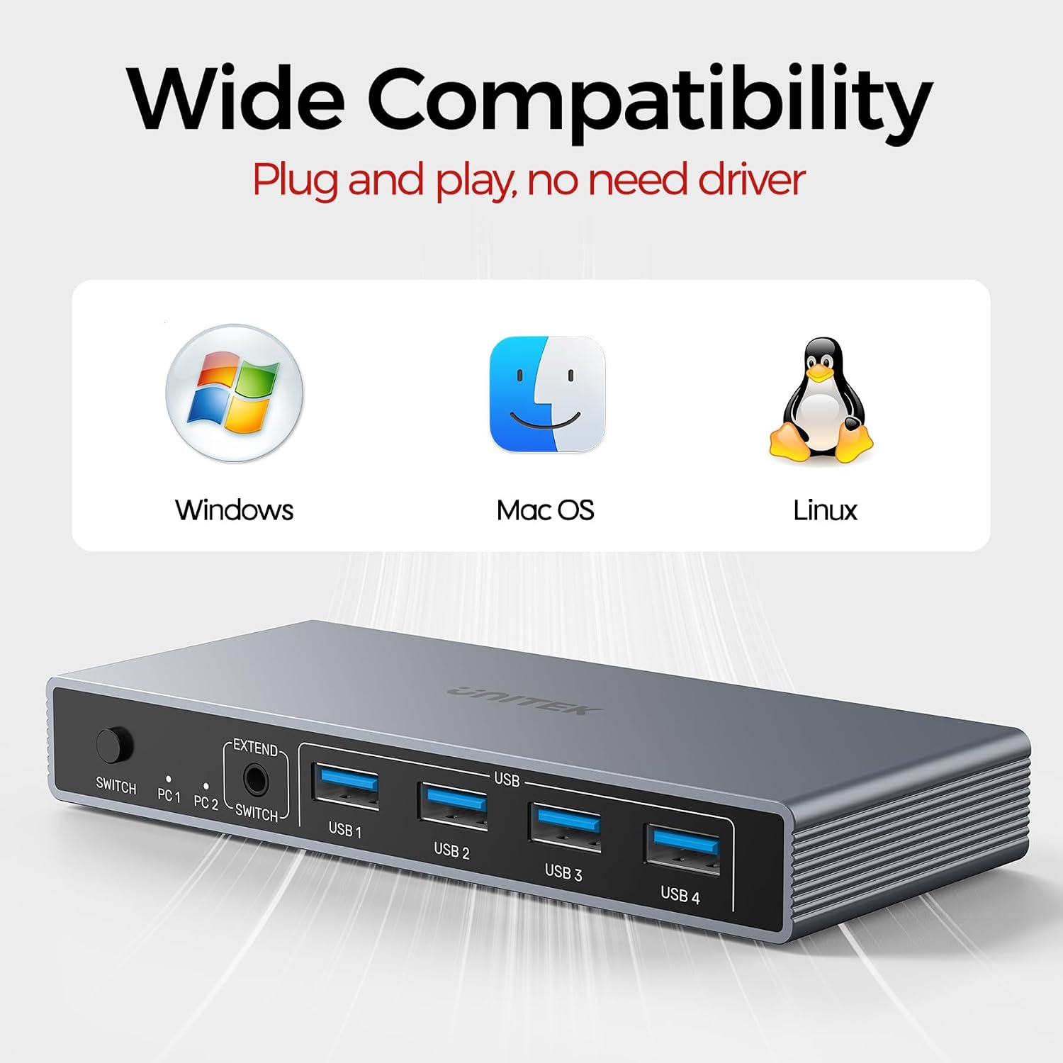 Thumbnail 6 de Unitek USB 3.0 HDMI KVM Switch for 1 Monitor, 2 Computers and 4K@60Hz