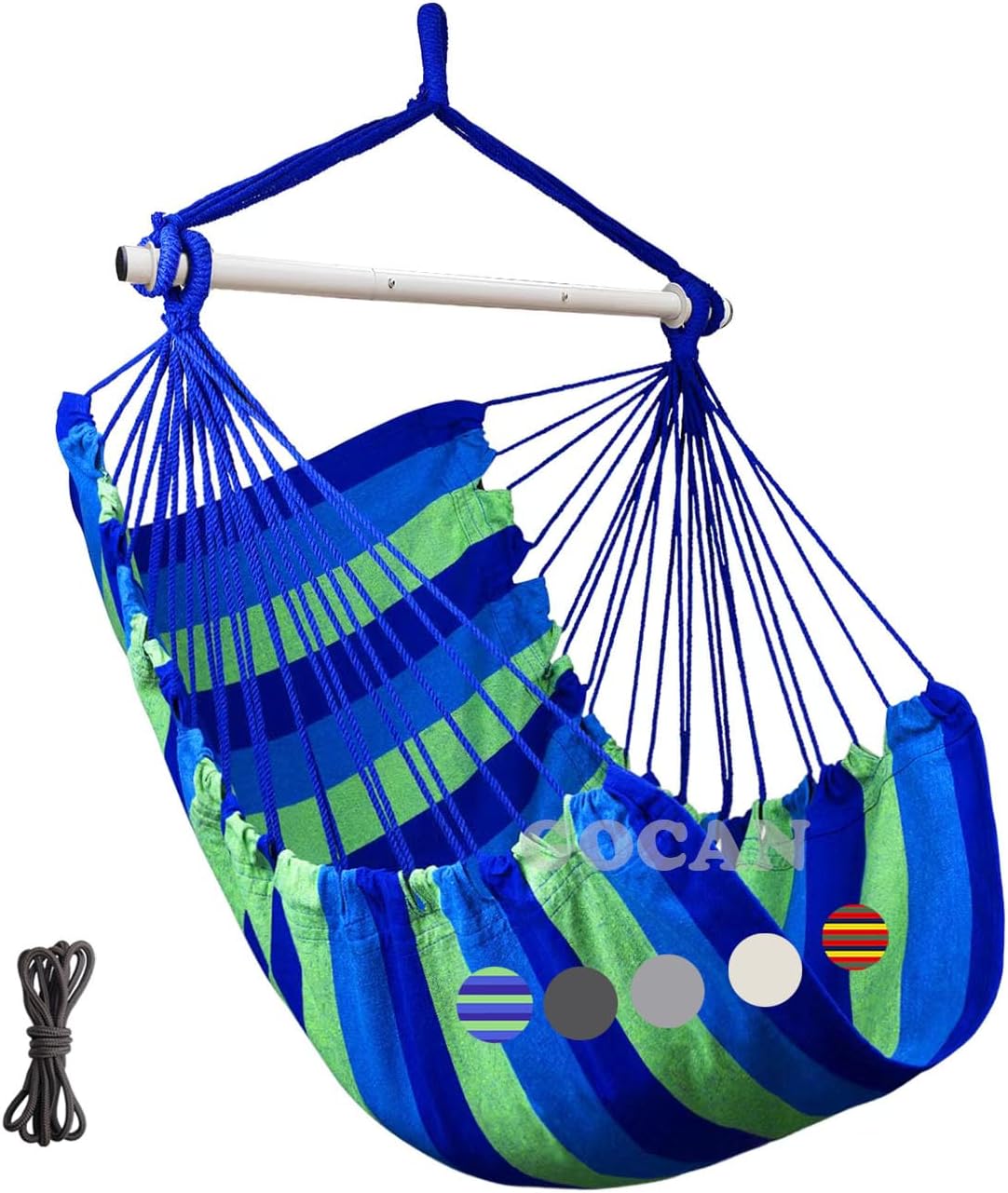 Detalle de GOCAN mchr-rd Hammock Chair, Blue-Green Polycotton with Metal Spreader Bar