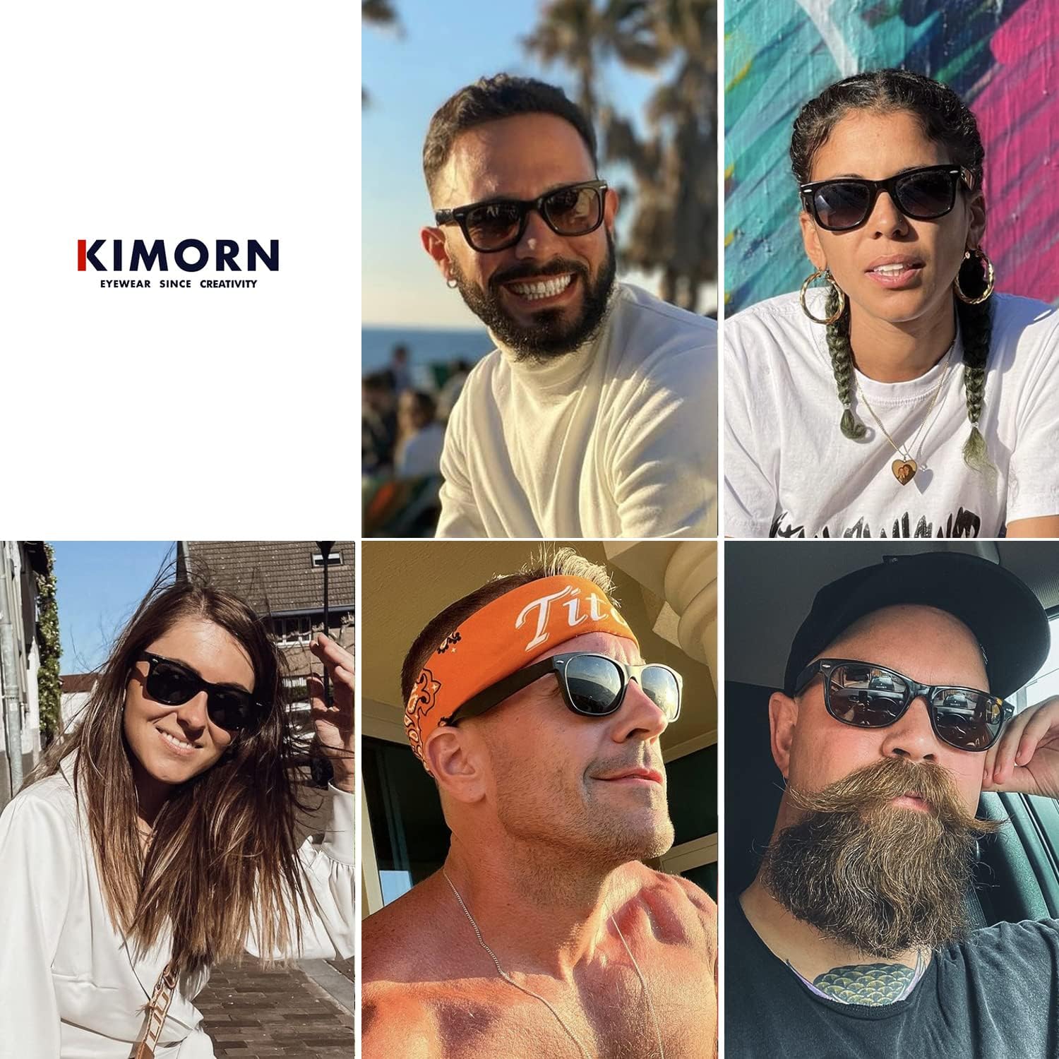 Detalle 2 de Kimorn Polarized Sunglasses Classic Unisex Horn Rimmed AE0300
