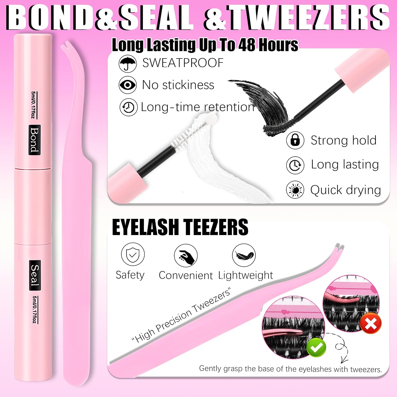 Thumbnail 6 de YIDUO 4 Styles Lash Clusters Kit (40D/60D/80D/100D) with Spikes & Bottom Clusters, 2X Bond & Seal