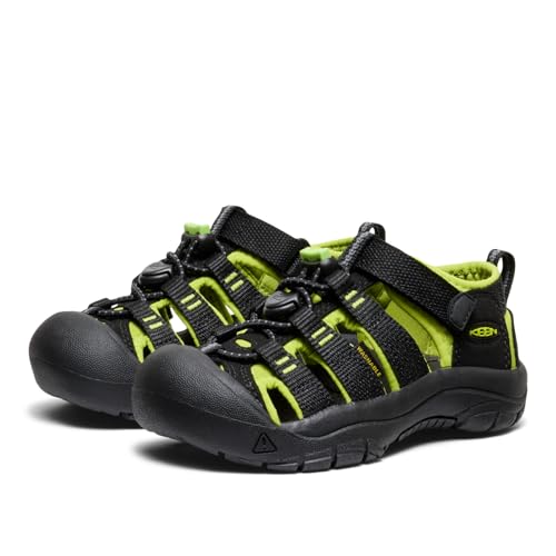Detalle de KEEN Newport H2 Unisex Niños: Sandalia agua-resistente para aventuras diarias (BLACK/LIME GREEN, 24 EU)