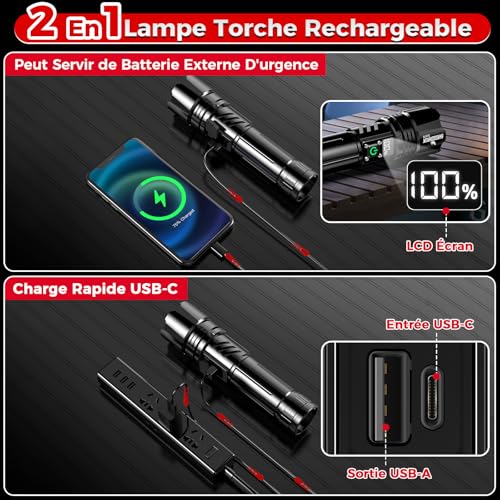 Thumbnail 6 de Shadowhawk S1479 Lampe Torche LED Ultra Puissante — kit professionnel 24h