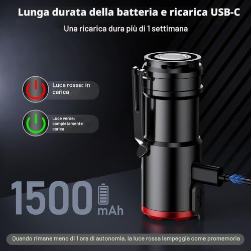 Thumbnail 6 de Blukar Torcia LED Mini Ricaricabile: EDC magnetica e clip, autonomia 32 h
