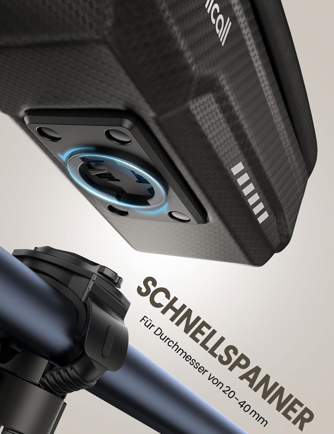 Detalle de Lamicall 2-IN-1 Rahmentasche & Lenkertasche für 20–40 mm Rahmen – 1,3 L, wasserdicht, TPU-Touchscreen