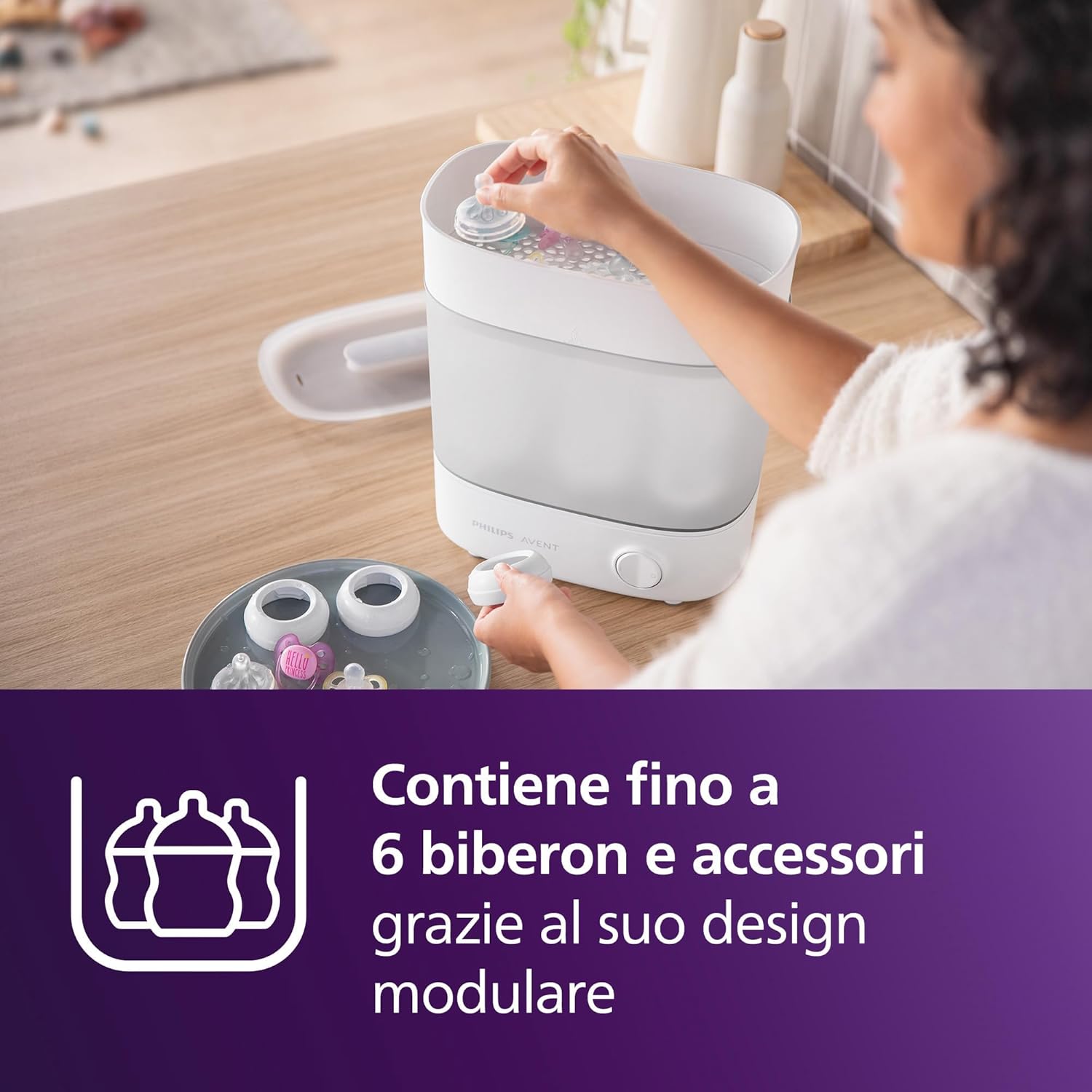 Detalle de Philips Avent SCF291/00 sterilizzatore elettrico a vapore per biberon fino a 6 pezzi (design modulare)