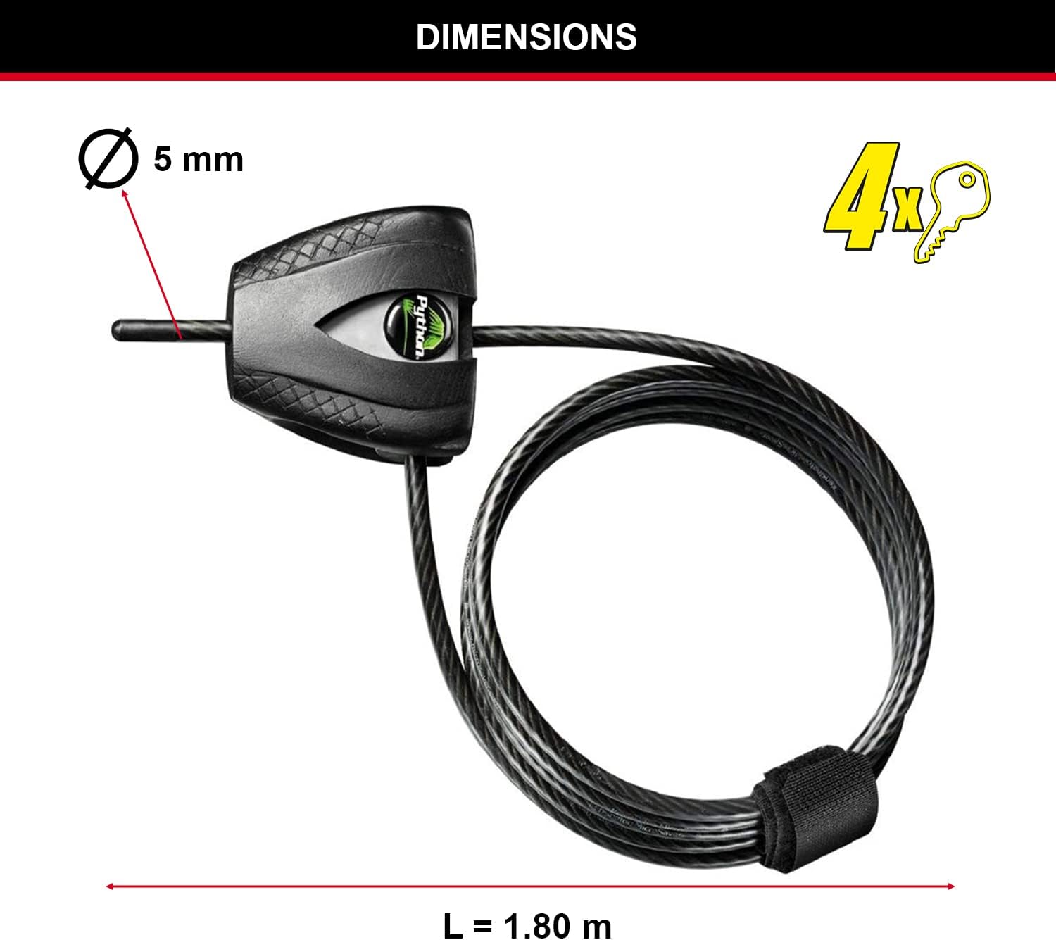 Thumbnail 4 de Master Lock Python Câble de Verrouillage Ajustable Noir 180 cm