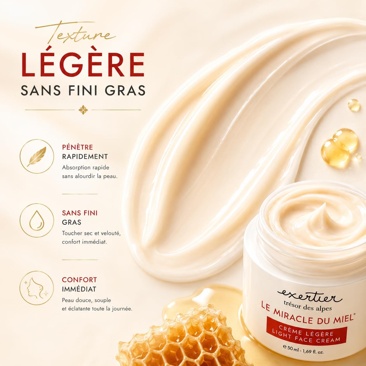 Detalle de Crema Viso Idratante e Lenitiva Anti-Rossore con Acido Ialuronico e Miele delle Alpi – 50 ml