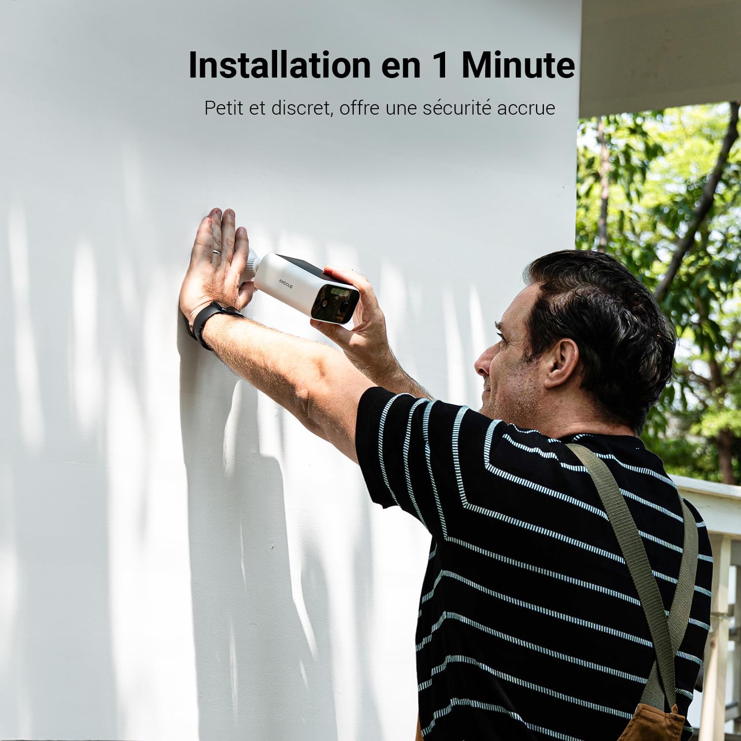 Thumbnail 2 de ANSQUE ANSQUE 2K 3MP : kit WiFi extérieur sans abonnement, 2 caméras + station, vision nocturne couleur et stockage local 32 Go