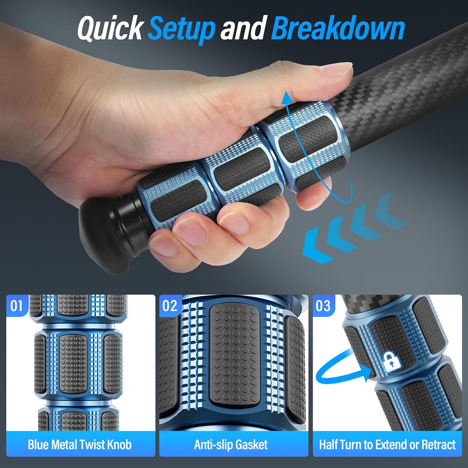 Thumbnail 5 de SiRUI AM-324 Carbon Fibre Travel Tripod (57 in) with No Centre Column Design