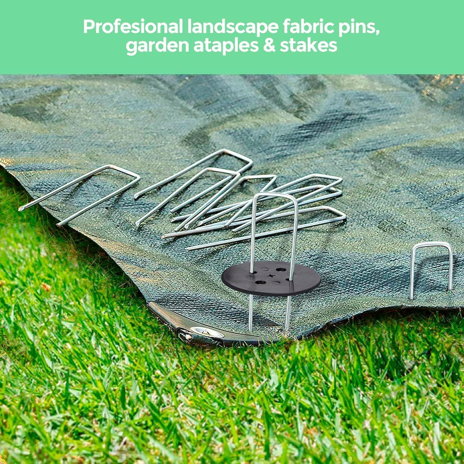 Detalle de Ediesi Weed Membrane Pegs – 100 Pcs + 16 Buffer Washers for Garden, Artificial Grass and Outdoor Fixing
