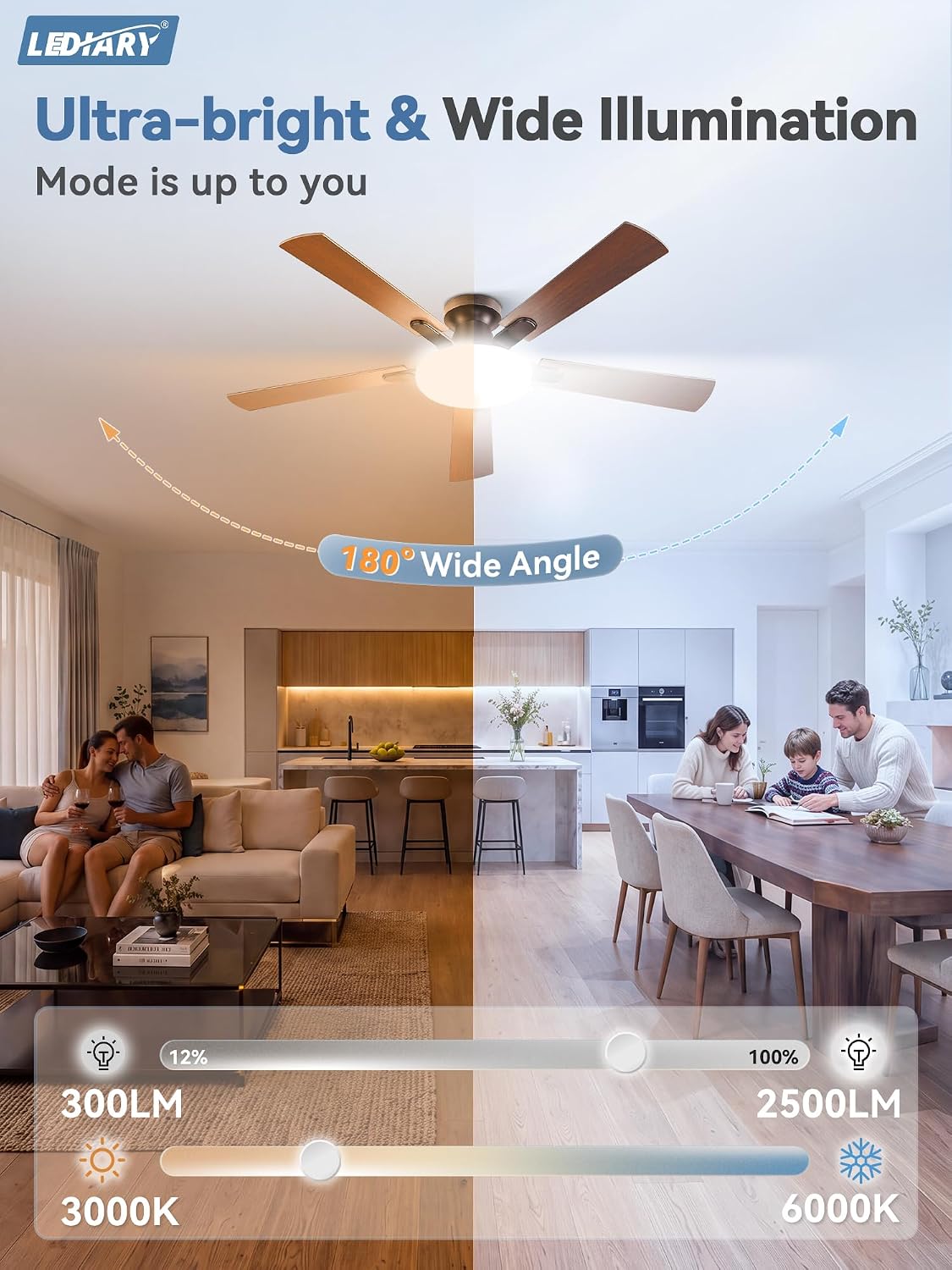 Detalle 2 de Ceiling Fan with Lights, 52-Inch
