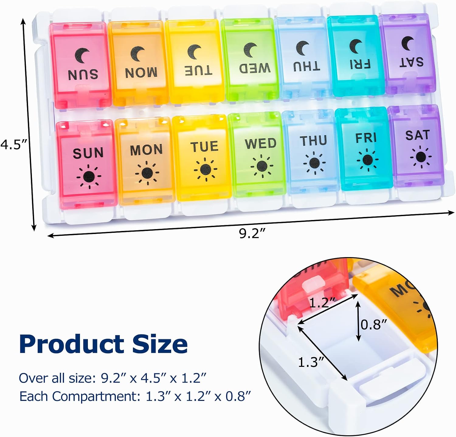 Detalle de Large 7 Day Pill Organiser – 2 Times a Day, XL Weekly Dosette Box