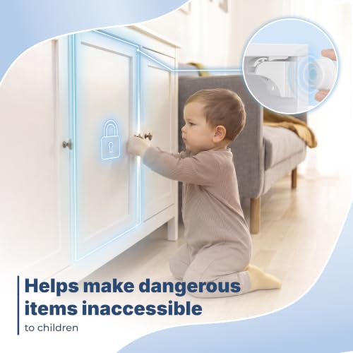 Detalle de Hoffenbach 12 Locks & 3 Keys Magnetic Cupboard Locks – Invisible Baby Proofing for Cabinets and Drawers (White)