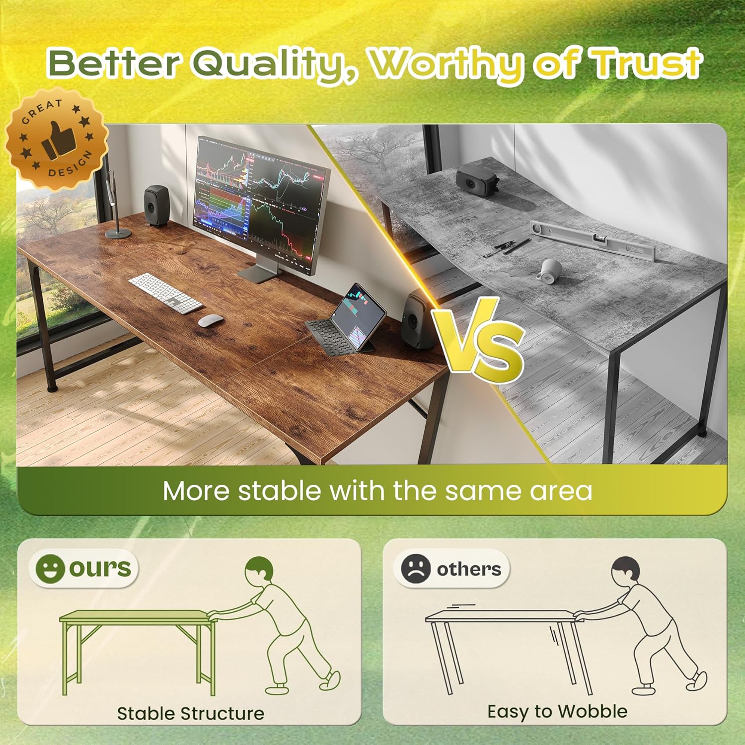 Thumbnail 3 de PRAISUN 55 Inch Computer Desk: A Versatile Home Office & Gaming Table