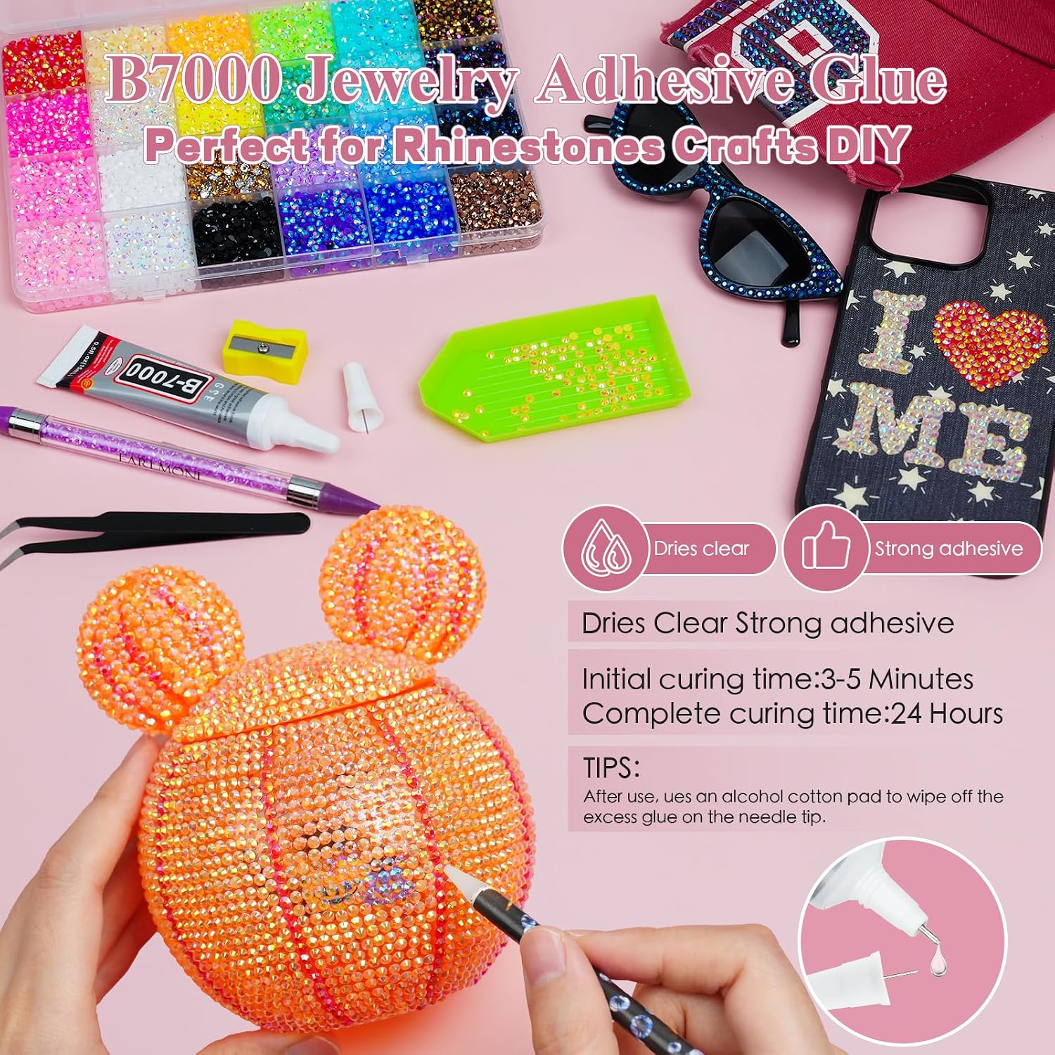 Thumbnail 2 de 30000Pcs Resin Bedazzling Kit by EARLMONI – 3mm Flat Back Rhinestones with Glue, Picker Tools and Tray