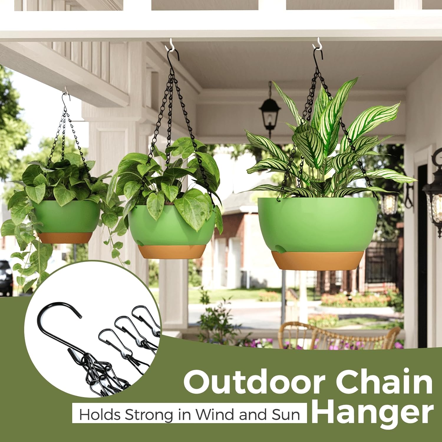 Detalle 2 de Bamworld 3-Pack Macramé Plant Hangers with Chain – self-watering hanging planters with drainage holes